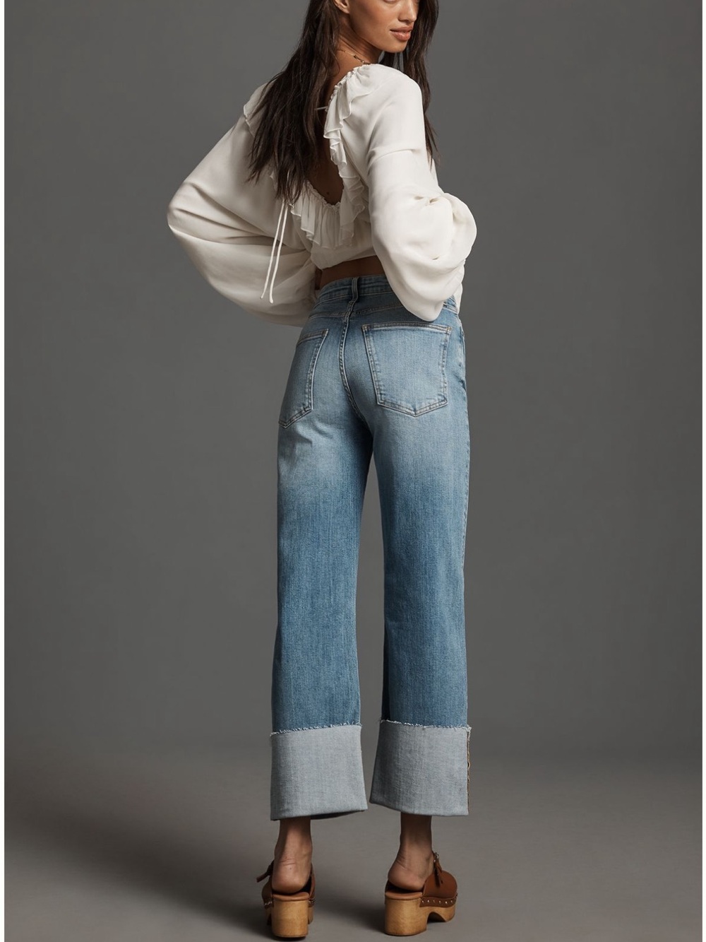 Pilcro Straight-Leg Jeans in Hibberdene Light Blue with Cuffed Hem - Picture 5 of 8